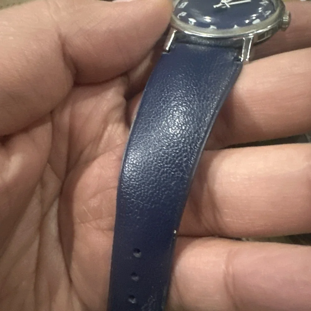 Working Vintage 1976 TIMEX Mens Blue Manual Wind 34mm Watch Blue Strap Rare Runs